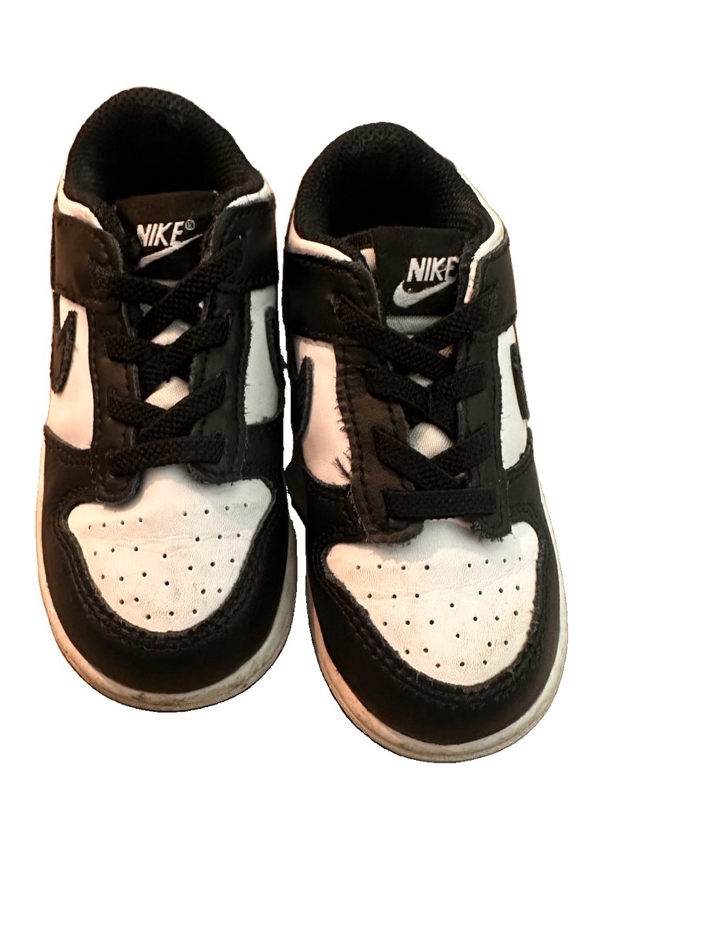 Nike Kids Black and White Low-Top Sneakers with Swoosh